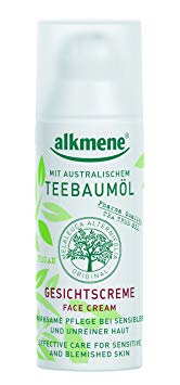 25% OFF! Tea Tree Oil Face Cream from Germany Vegan Paraben Free Quick Absorbing Hydrating & Moisturizing for Oily Acne Prone & Sensitive Skin Infused with Tea Tree Oil 50 ml by Alkmene