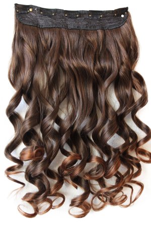 PRETTYSHOP 22"Clip In Hair Extensions Full Head One Piece Hairpiece Curled Wavy Heat-Resisting