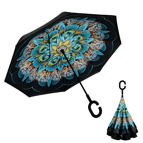 Inverted Umbrella, Alink Reverse Folding Double Layer Inside Out Outdoor Rain Away Car Umbrella