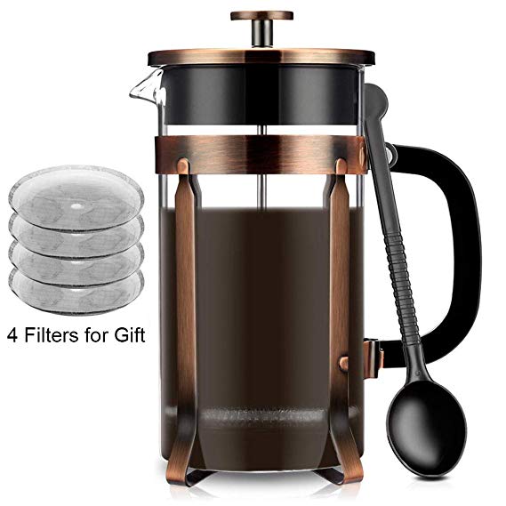French Coffee Press Maker, Famirosa Glass French Press Kit Machine (8 Cup, 1 liter, 34 Oz) for Coffee Tea Camping Office