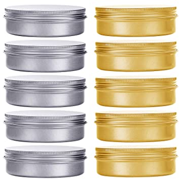 HNXAZG 30 mL Aluminum Tin Cans 1 oz Metal Empty Tins with Screw Top Lids Round for Store Spices, Cosmetic, Lip Balm, Candles, 10 Pack.