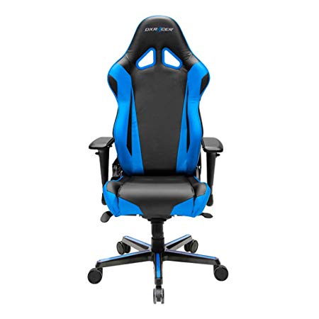 DXRacer Racing Series DOH/RV001/NB Newedge Edition Racing Bucket Seat Office Chair Gaming Chair PVC Ergonomic Computer Chair eSports Desk Chair Executive Chair With Pillows(Black/Blue)
