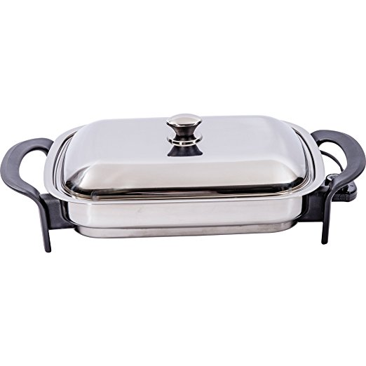 Precise Heat 16-Inch Rectangular Surgical Non Stick Stainless Steel Electric Skillet