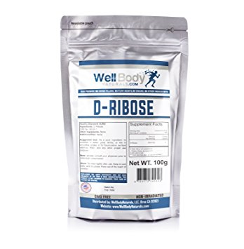 WellBodyNaturals 100% Pure D-Ribose Powder 100 grams - Pharmaceutical USP Grade