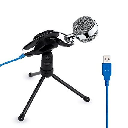 TopePop USB Professional Condenser Microphone Micphone Speaker Audio Studio Sound Recording with Stand For PC Computer Laptop Notebook Skype