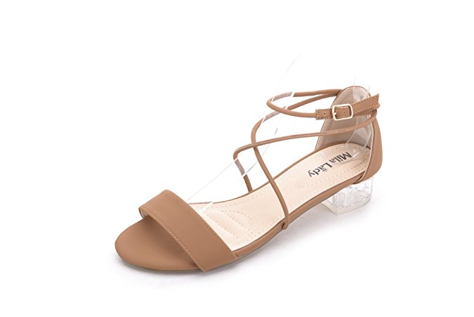 Mila Lady Backy 2 Lucite Laced Cross Low Chunky Heeled Sandals