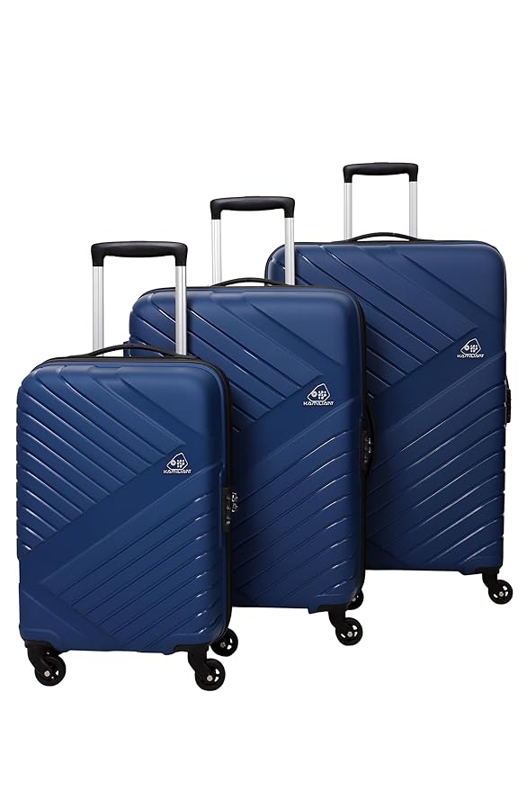 American Tourister Kamiliant 3 Pc Set 55 Cms, 68 Cms & 79 Cms Small, Medium & Large Set Of Hard Sided 4 Wheels Trolley Bags-NAVY