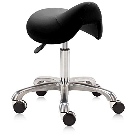 DR.LOMILOMI Hydraulic Saddle Rolling Clinic Spa Massage Stool Chair (506-No Backrest, Black)