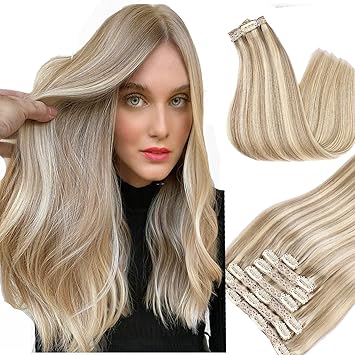 Hair Extensions Real Human Hair - Human Hair Clip In Extensions Soft&Natural Human Hair Extensions Clip Ins 120g 7pcs Real Hair Extensions Clip In Human Hair Straight&Invisible (24 Inch,#16/22)