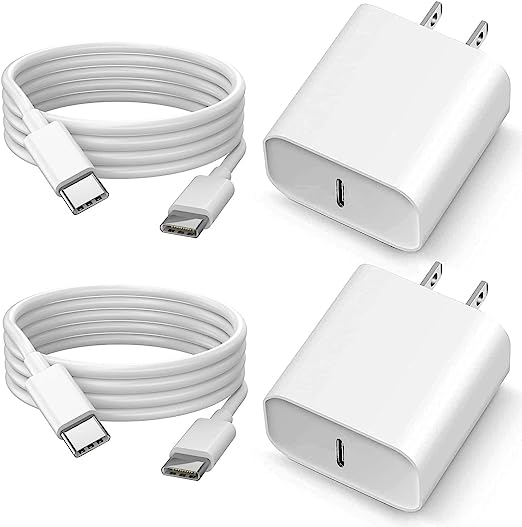 2 Pack 20W USB C Fast Charger Wall Charger Fast Charging 6ft Type C Cable Compatible with Samsung Galaxy S20 S21 S22 S23 Ultra