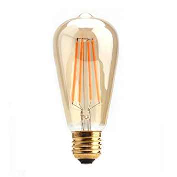SEALIGHT Vintage LED Filament Bulb Decorative Lamp ST64 - 6W LED Light Bulb, E27 Screw Base, Soft White 2200K, LED Edison Bulb 60W Equivalent, 220V-240V, Dimmable, 1 Pack