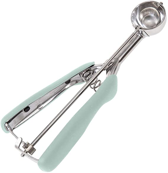 Gorilla Grip Premium Fruit, Cookie and Ice Cream&nbsp;Spring-Loaded Scoop, 1 TBSP Scooper Size 60, Comfortable Disher, Easy Squeeze Handle, Durable Stainless Steel, Uniform Portions Every Time, Mint