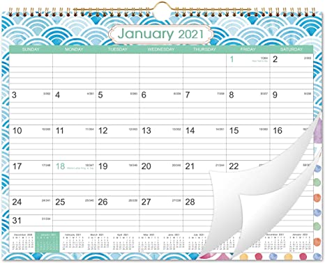 2021 Wall Calendar - Monthly Hanging Calendar Planner 2021, 15" x 11.5", Spiral Twin-Wire Binding, Large Blocks with Julian Dates, Perfect for Planning & Organizing for Home or Office