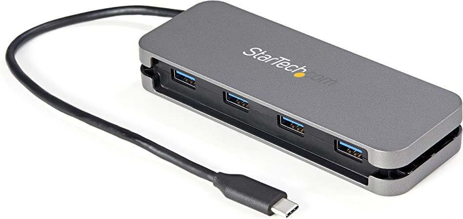 4 Port USB C Hub - 4X USB-A - 5Gbps USB 3.0 Type-C Hub (USB 3.2/3.1 Gen 1) - Bus Powered Portable USB-C to USB-A Adapter Laptop Hub - 11.2" (28.5cm) Cable w/Cable Management (HB30CM4AB)