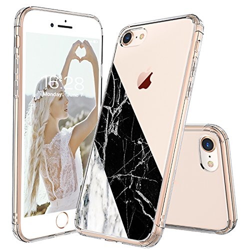 iPhone 7 Case, iPhone 8 Case Clear, MOSNOVO Half Black and White Marble Pattern Clear Design Printed Transparent Plastic Case with TPU Bumper Case Cover for Apple iPhone 7 (2016) / iPhone 8 (2017)