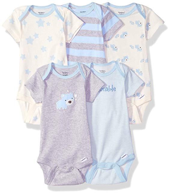 Gerber Baby Boys' 5-Pack Organic Short-Sleeve Onesies Bodysuit