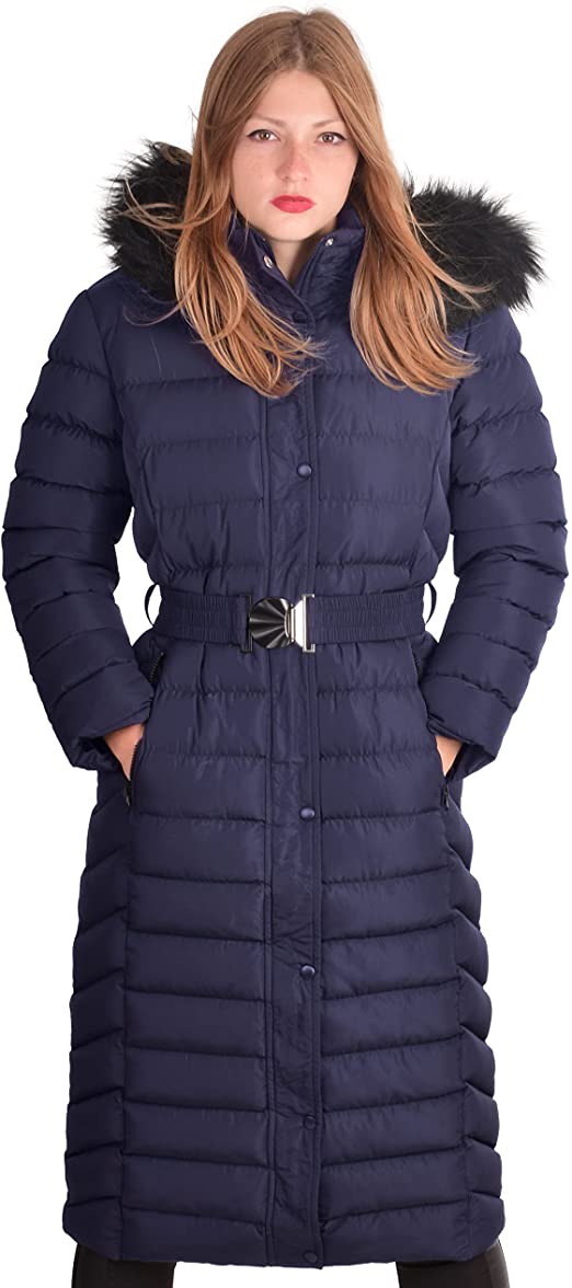 Spindle Womens Long Padded Puffer Hood Parka Ladies Winter Coat