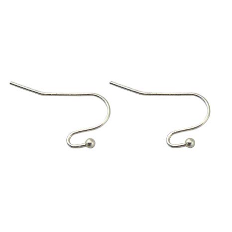 100 Pairs 21x11mm Silver Plated Earwires Ball Dot French Earring Hooks / Dangle Earring Connector / Findings for Jewelry Making & DIY( EH-1006-A1)