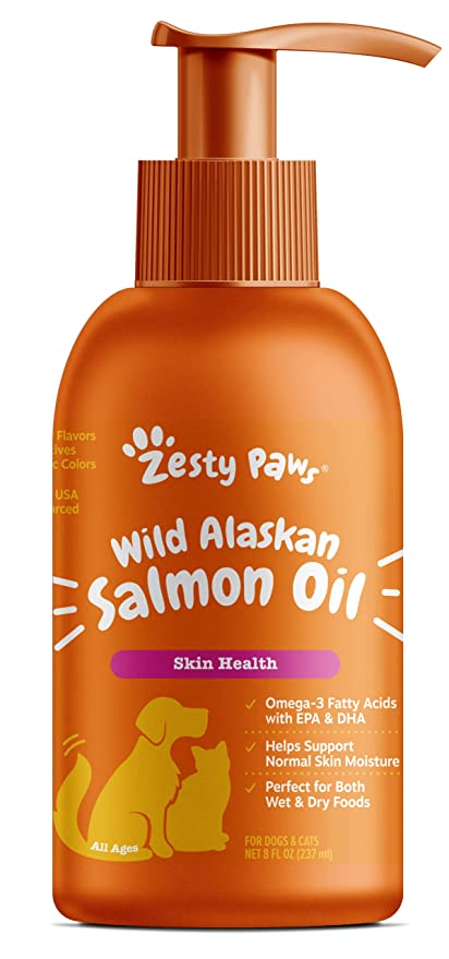 Pure Wild Alaskan Salmon Oil for Dogs & Cats - Supports Joint Function, Immune & Heart Health - Omega 3 Liquid Food Supplement for Pets - All Natural EPA   DHA Fatty Acids for Skin & Coat - 8 FL OZ