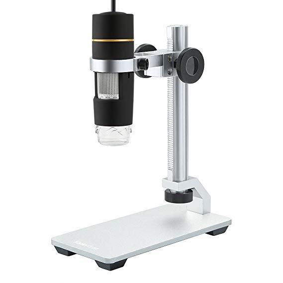 Koolertron USB Digital Microscope 2MP 1X-500X Continuous Zooming Endoscope Magnifier Video Camera with 8 LED Light Height Adjustable Stand for Studen Children Circuit board inspection Coin collection.
