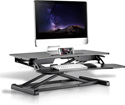 Height Adjustable Computer Desk Stand - Portable Computer Sit/Stand Desk with Quick Setup Pop-up Design, Stain-Resistant, Provides Spacious Work Area & No Assembly Required - Pyle PDRIS14.5