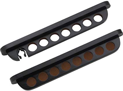 7 Pool Cue Stained Wood Wall Rack with Clip for Bridge Cue