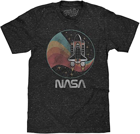 Tee Luv NASA Space Shuttle Shirt - NASA Worm Logo Confetti Stars T-Shirt