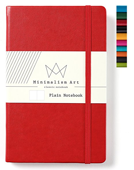 Minimalism Art | Classic Notebook Journal, Size: 5" X 8.3", A5, Red, Plain/Blank Page, 240 Pages, Hard Cover/Fine PU Leather, Inner Pocket, Quality Paper - 80gsm | Designed in San Francisco