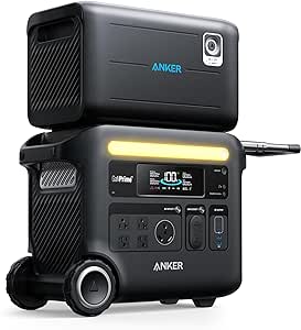 Anker SOLIX F2600 Portable Power Station, PowerHouse 767 and 760 Expansion Battery, 5120Wh LiFePO4 Battery with 4 AC Outlets Up to 2400W, GaNPrime Solar Generator for Home, Outdoor Camping, RV