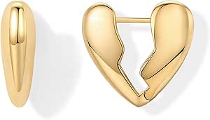 PAVOI 14K Gold Plated Bold Chunky Broken Heart Hoop Earrings for Women | Gold Earring Pair