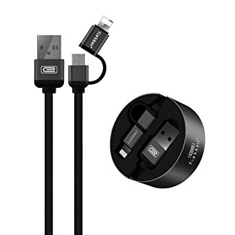 Retractable Lightning and Micro USB Cable, Earldom 2 in 1 Charger Charging Cord for iPhone X 8 7 6s 6 Plus 5s 5 SE,Samsung Galaxy S6 S7 Edge Plus,Note 5 4,LG G4 V10,HTC,Motorola,Android and More