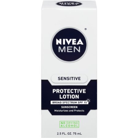 NIVEA MEN Sensitive Protective Lotion, SPF 15, 2.5 oz Tube (Pack of 3)