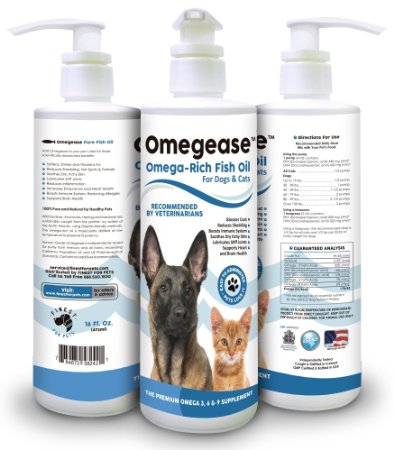 100% Pure Omega 3, 6 & 9 Fish Oil for Dogs and Cats - Best For Skin, Coat, Joint, Heart & Brain Health. Boosts Immunity - From Wild Caught Fish - Better Source of DHA & EPA Than Wild Alaskan Salmon Oil - Results in 30 Days or Your Money Back