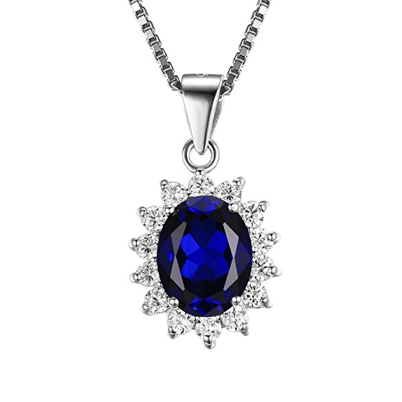 Jewelrypalace Kate Middleton's Princess Blue Sapphire Necklace 925 Sterling Silver