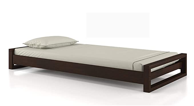 Furinno Sheesham Wood Single Size Bed for Home Bedroom (Dark Walnut Finish) (MD-BEDS13)