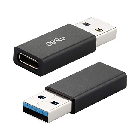 Joyshare USB 3.0 Male (USB-A) to USB 3.1 Type C (USB-C) Female Connector Converter Adapter for USB Type-C Devices - Black - Pack of 2
