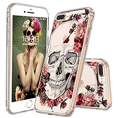 iPhone 7 Plus Case, iPhone 8 Plus Case, MOSNOVO Cool Floral Skull Flower Clear Design Printed Transparent Back Cover with TPU Bumper Protective Case for iPhone 7 Plus / iPhone 8 Plus (2016)