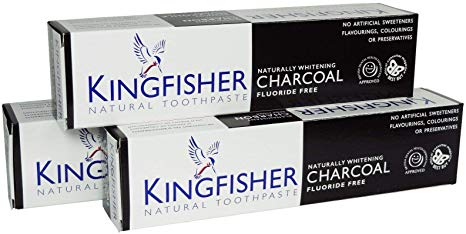 Kingfisher Charcoal Naturally Whitening Toothpaste - 100ml (3 Pack Bundle)