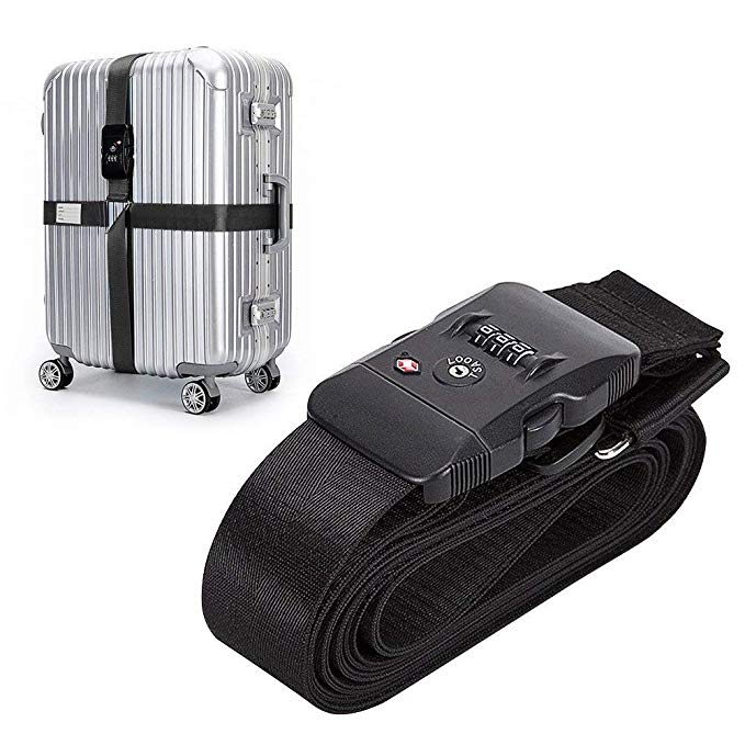 TSA Travel Luggage Strap with Approved Lock,Adjustable Suitcase Travel Belt