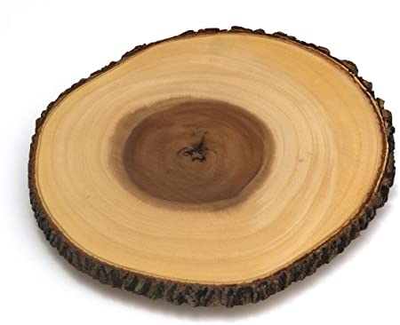 Lipper International 1030 Acacia Tree Bark Footed Server for Cheese, Crackers, and Hors D'oeuvres, Large