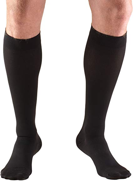 Truform 20-30 mmHg Compression Stockings for Men and Women, Knee High Length, Closed Toe, Black, X-Large