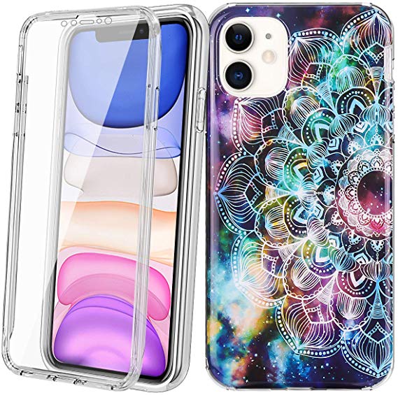 Vofolen Case for iPhone 11 Case with Built-in Screen Protector Full-Body Protection Dual Layer Rugged Rubber Bumper Armor Protective Slim Shell Flexible Soft TPU Cover for iPhone 11 6.1 inch Mandala