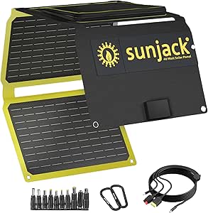 SunJack 40W Folding Portable Solar Panel Charger with Kickstands, IP67 Waterproof ETFE and DC/USB-A QC3.0 / USB-C PD30 for Cell Phone, Laptop, Power Station, Backpacking, Camping, Hiking, Emergency