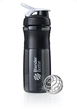 BlenderBottle SportMixer Tritan Grip Shaker Bottle, Transparent Black/White, 28-Ounce