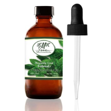 Peppermint Essential Oil - FLASH SALE! Premium 100% Pure Therapeutic Grade, Large 4 oz. with Glass Dropper, Mentha Piperita, Selectively Sourced, Steam Distilled, Non-GMO, Repel mice-insects-spiders-mosquitoes, Natural vitality, Hormone balance, Relieve headache pain-stress-digestive issues-IBS, Treat acne-sunburn, Fight germs, Kill bacteria. Improve your health naturally with Heavenly Scent Naturals by KMK Mercantile!