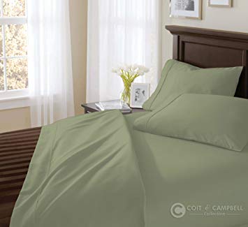 Coit & Campbell Premium Hotel Collection Solid 400 Thread Count Deep Pocket 100% Cotton Sateen Sheet Set, TwinXL Dark Grey
