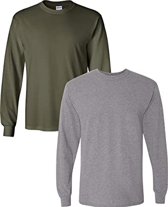 Gildan Mens Heavy Cotton Long Sleeve T-Shirt, Style G5400, 2-Pack