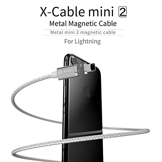 Wsken Mini2 Lightning Adapter Cable Magnetic LED Display USB Sync and Fast Charger Cord for Apple Iphone Ipad Ipod (Silver)