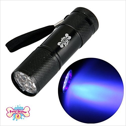 Potty Spotter UV Black Light - Pets Urine and Stains Detector - This 12 LED Flashlight is a Great Dog or Cat Potty Training Tool and a Unique Gift Giving Idea for the Pet Lover in Your Life! 3 x AAA Batteries Included
