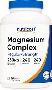 Nutricost Magnesium Complex 250mg, 240 Capsules - Magnesium Oxide, Citrate, and Glycinate - Gluten Free and Non-GMO